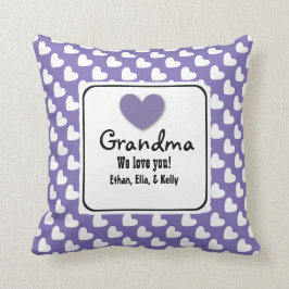 Almofada AVÓ nós amamos os corações roxos e brancos D06