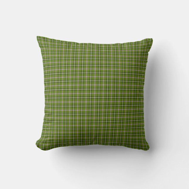 Almofada Avocado Green Plaid Windowpane Pattern Retro (Frente)