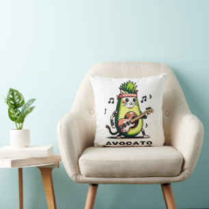 Almofada Avocato - Engraçado Arte Pixel Avocado Gato Jogand