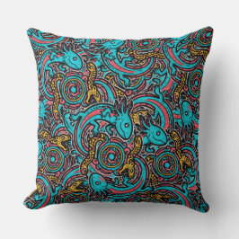 Almofada Axolote Azteca Xolotl Padrão Tribal mitologia boho