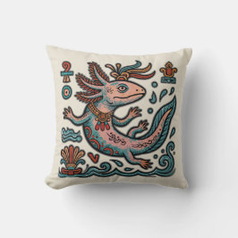 Almofada Axolote Azteca Xolotl pedra erodida tribal arte bo