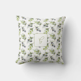 Almofada Azeite Monograma Nome Verde Salvia Aquarela