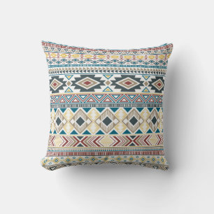 Almofada Aztec american índio, padrão tribal motifs étni