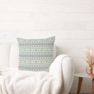 Almofada Aztec Formas Rpt Padrão Rusts Cream Azul-Teal