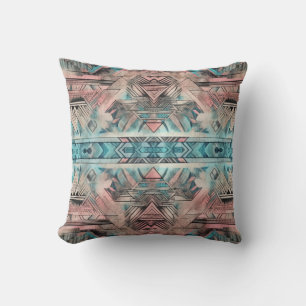 Almofada Aztec Sudoeste Pastel Cor-De-Rosa E Azul