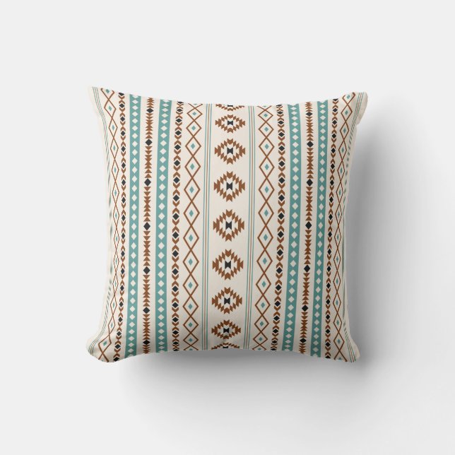 Almofada Aztec Teal Terracotta Black Cream Mixed (V)Padrão (Frente)