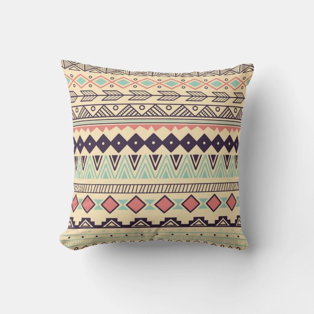 Almofada Aztec Tribal Stripes: Ilustração Vintage (Frente)