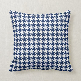 Almofada Azuis marinhos brancos Pied De Poule Houndstooth