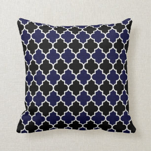 Almofada Azuis marinhos pretos e Textured Quatrefoil