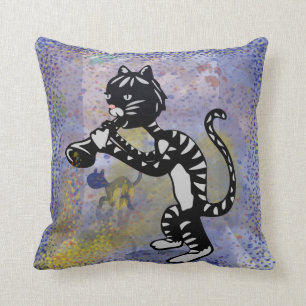 Almofada Azuis no travesseiro do gatinho do jazz da noite