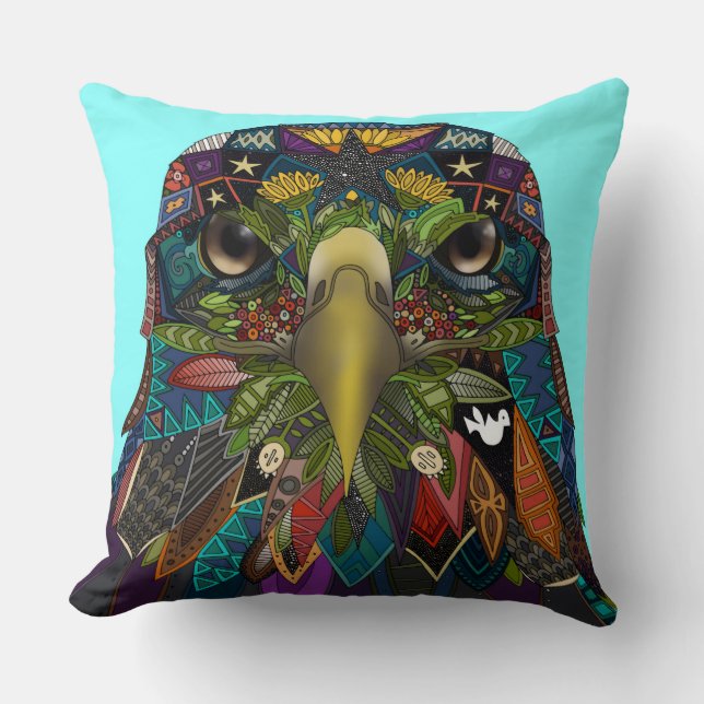 Almofada Azul-águia americano (Frente)