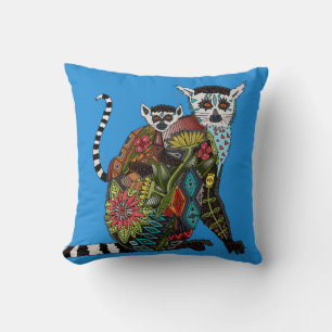 Almofada Azul atado anel do amor do Lemur