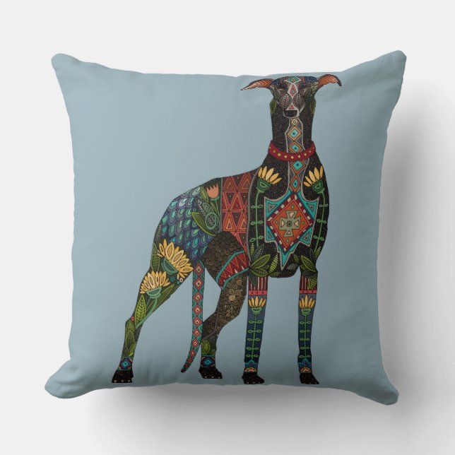 Almofada azul azul-azul-de-galgos (Frente)