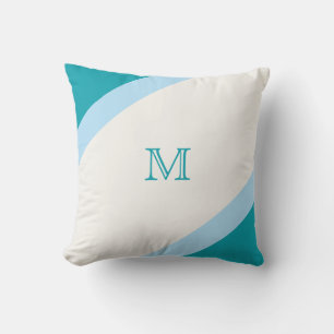 Almofada Azul Azul Teal Moderno, Monogramado, Striped