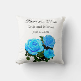 Almofada Azul-branco Elegante rosas azuis-florais
