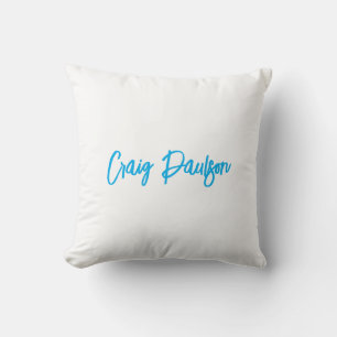 Almofada Azul Branco Seu Nome Calliografia Minimalista Excl