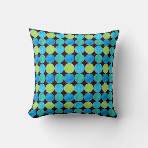 Almofada Azul Brilhante, Verde, Pontos Turquesa em Preto