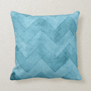 Almofada Azul Chevron da aguarela