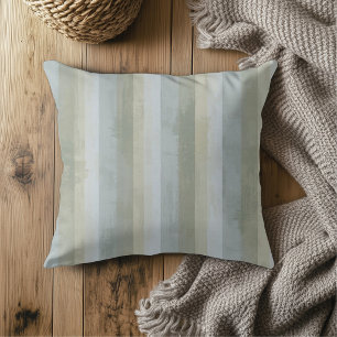 Almofada Azul Cinza Bege Listra Distressed Moderno Fazenda