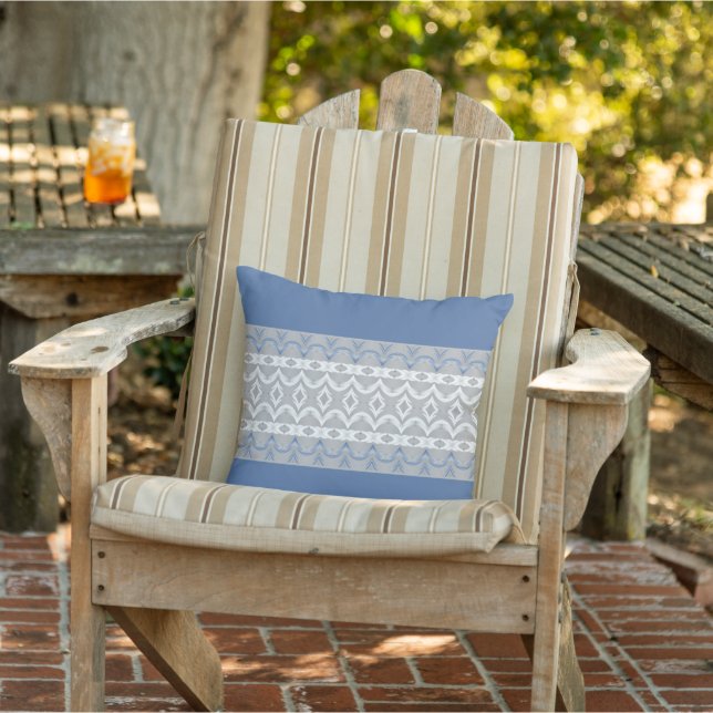 Almofada Azul com Cinza e Designer Branco (Cadeira)