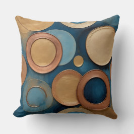 Almofada Azul com Dourado cobre e metais de bronze