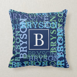 Almofada Azul conhecido do conjunto do monograma