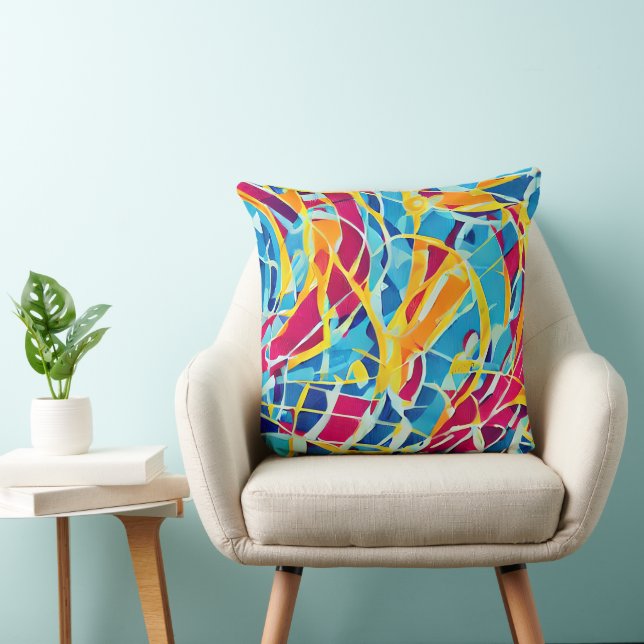 Almofada Azul Contemporâneo bonito e fofo com retro abstrat (Cadeira)