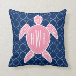 Almofada Azul cor-de-rosa Monogrammed Quatrefoil da