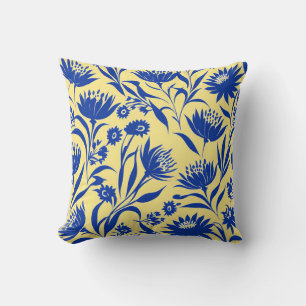 Almofada Azul Cornflower Moderno Floral Amarelo