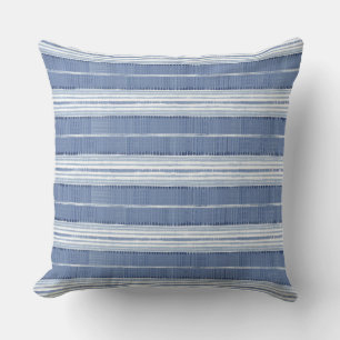 Almofada Azul Costeiro, Branco, Riscado