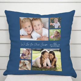 Almofada Azul de Colagem de Fotos da Tia