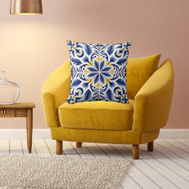 Almofada Azul decorativo tradicional mexicano com "madeira"