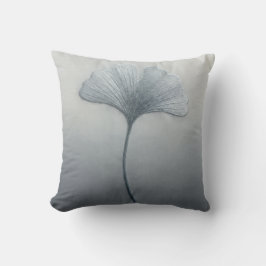 Almofada Azul Desbotado Folha de Ginkgo Biloba Minimalista
