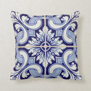 Almofada Azul do travesseiro do pátio do azulejo de
