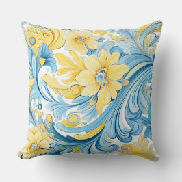 Almofada Azul e amarelo. Inspirado no Mediterrâneo.