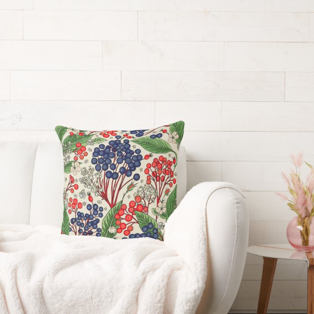 Almofada Azul e Berries Vermelhos Japoneses Duplos (Sofá)