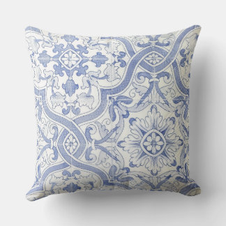 Almofada Azul e Branco Damask Country Francês