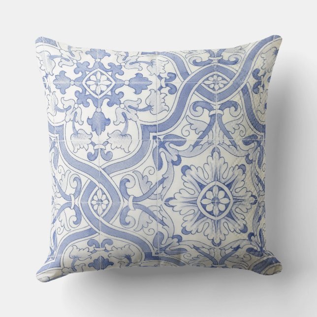 Almofada Azul e Branco Damask Country Francês (Verso)