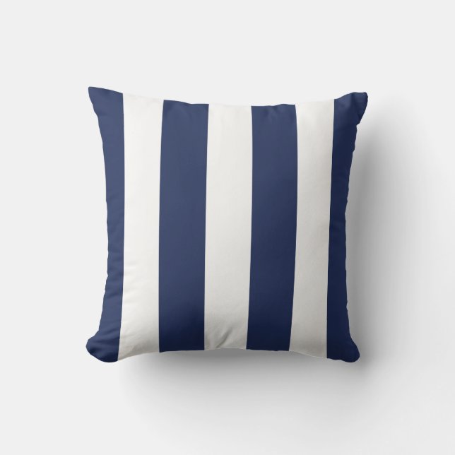 Almofada Azul e branco de meia-noite riscado (Frente)