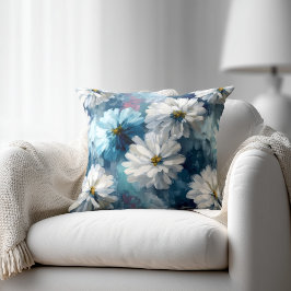 Almofada Azul e Branco Floral