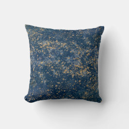 Almofada Azul e Dourado Glam Moderno Salpicado