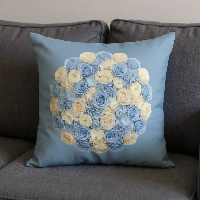 Almofada Azul e Marfim Floral (Criador carregado)