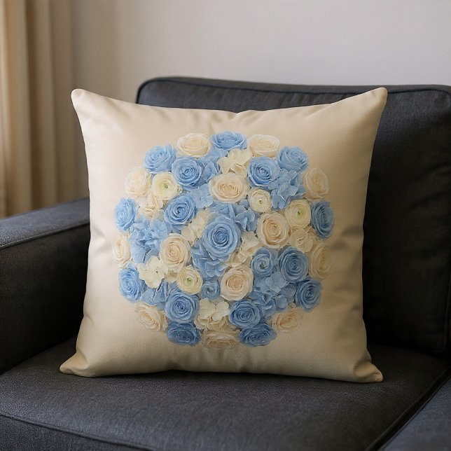 Almofada Azul e Marfim Floral (Criador carregado)