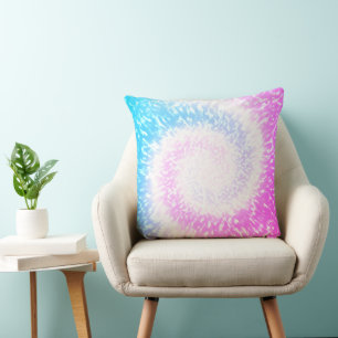 Almofada Azul e Púrpura Tie Dye Hippy Swirl