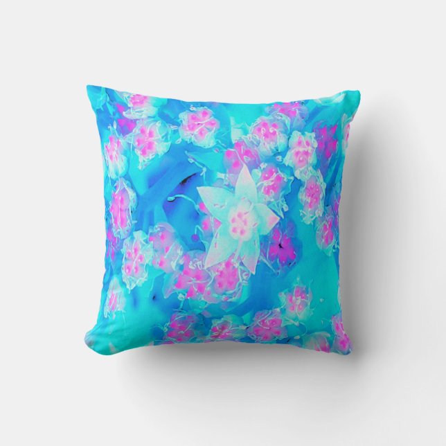 Almofada Azul e Rosa Quente - Suculente Submarino (Frente)