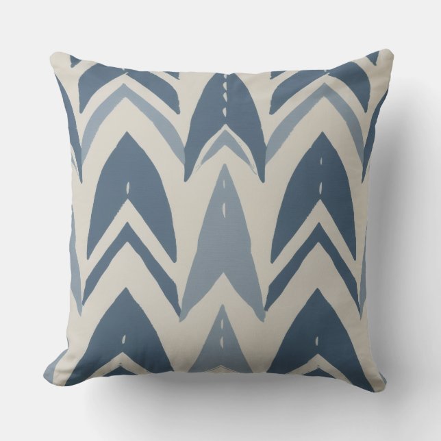 Almofada Azul empoeirado Batik Parang Chevron Geométrico Co (Frente)