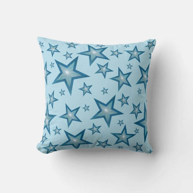 Almofada Azul Estrelas estampadas quadrado azul pálido (Frente)