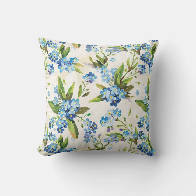Almofada Azul Floral e Verde (Frente)