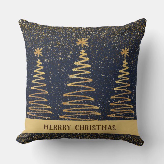 Almofada Azul-marinho brilhante Elegante metálico (Frente)