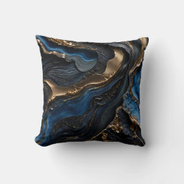 Almofada Azul Marinho Dourado Presente de Mármore Abstrato